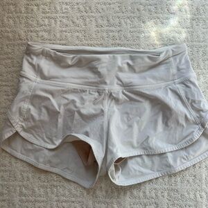 White Lululemon Speed Shorts